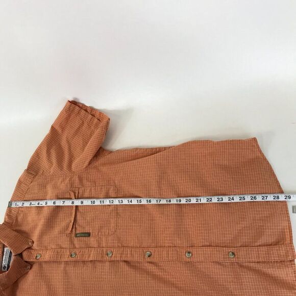 Columbia Casual Button Down Shirt Men's Medium Orange Plaid 100% Cotton Outdoor - Picture 9 of 11